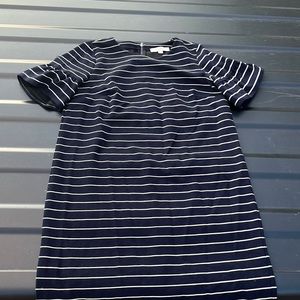 Zip up blue and white stripped dress with flared sleeves!!